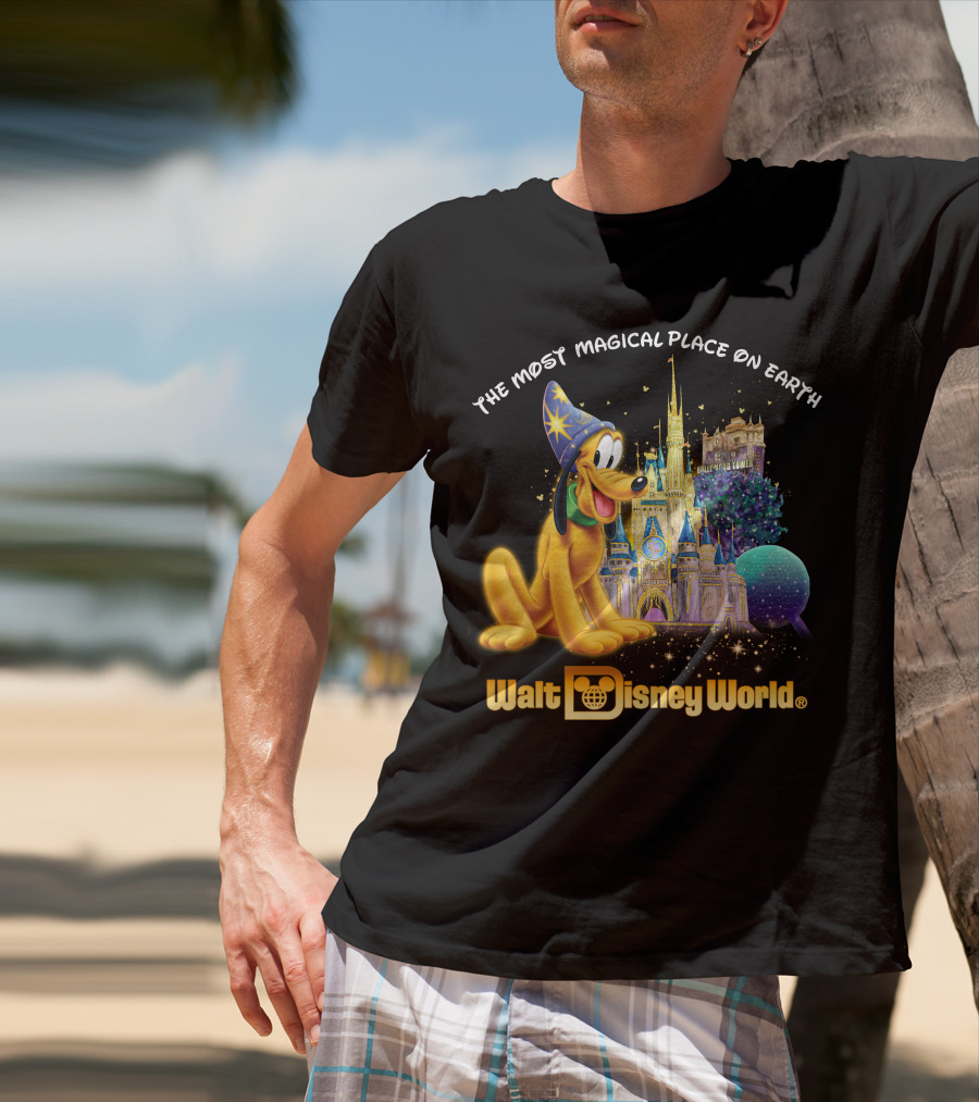 Walt Disney World The Most Magical Place On Earth Pluto Magical Castle T-Shirt