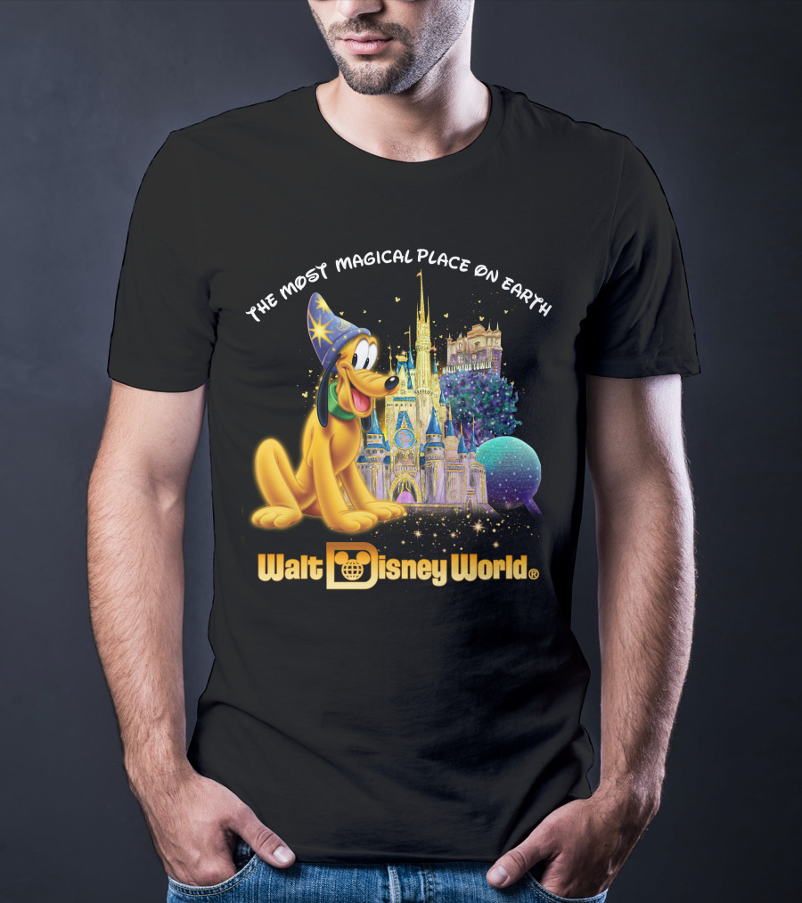 Walt Disney World The Most Magical Place On Earth Pluto Magical Castle T-Shirt