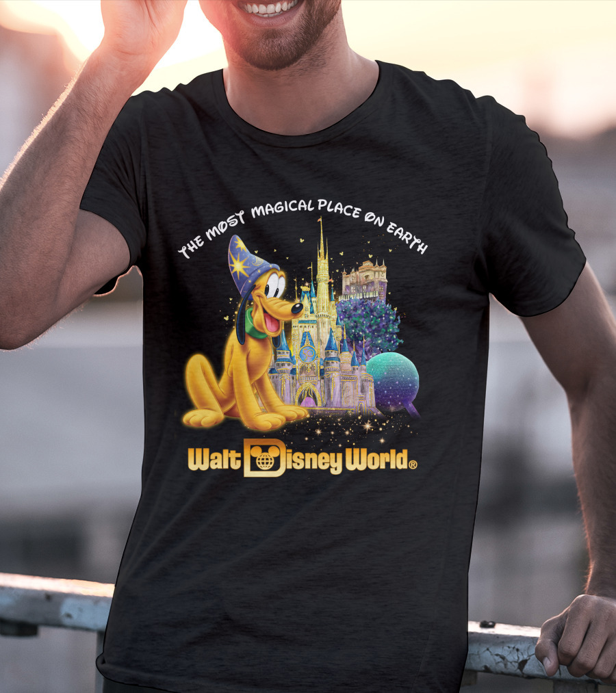 Walt Disney World The Most Magical Place On Earth Pluto Magical Castle T-Shirt