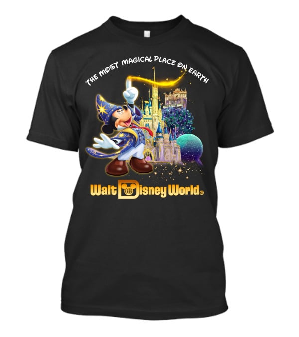 Walt Disney World The Most Magical Place On Earth Mickey Sorcerer Hat Castle T-Shirt