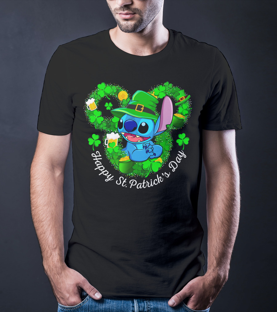 Stitch Leprechaun Happy St. Patrick's Day Shamrocks And Beer T-Shirt