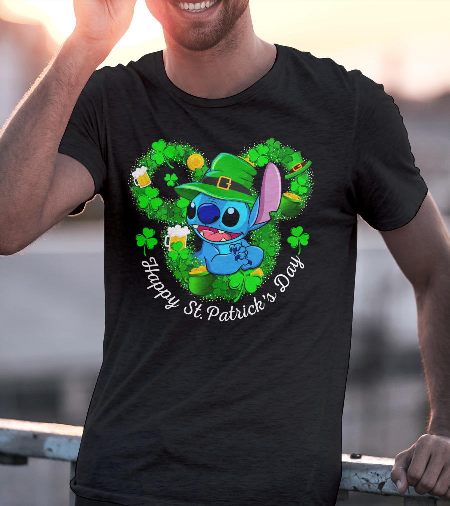 Stitch Leprechaun Happy St. Patrick's Day Shamrocks And Beer T-Shirt