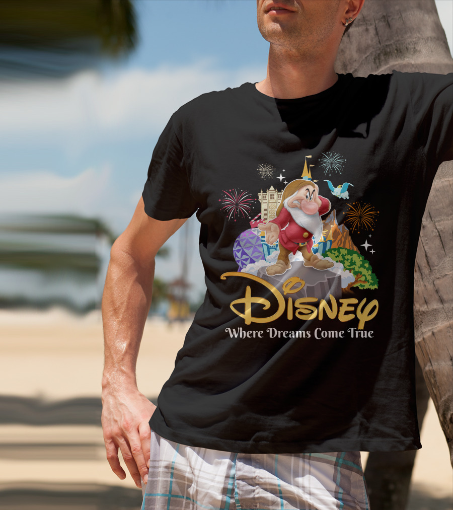Disney Grumpy Where Dreams Come True Fireworks Celebration T-Shirt