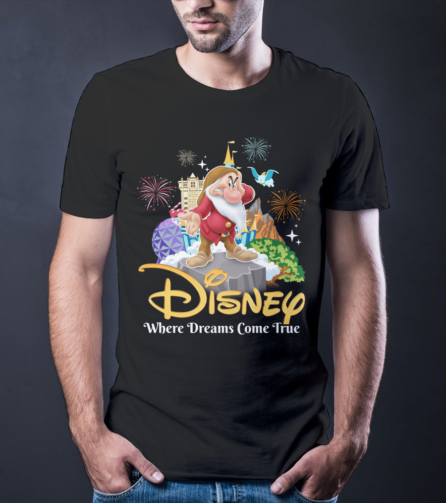 Disney Grumpy Where Dreams Come True Fireworks Celebration T-Shirt