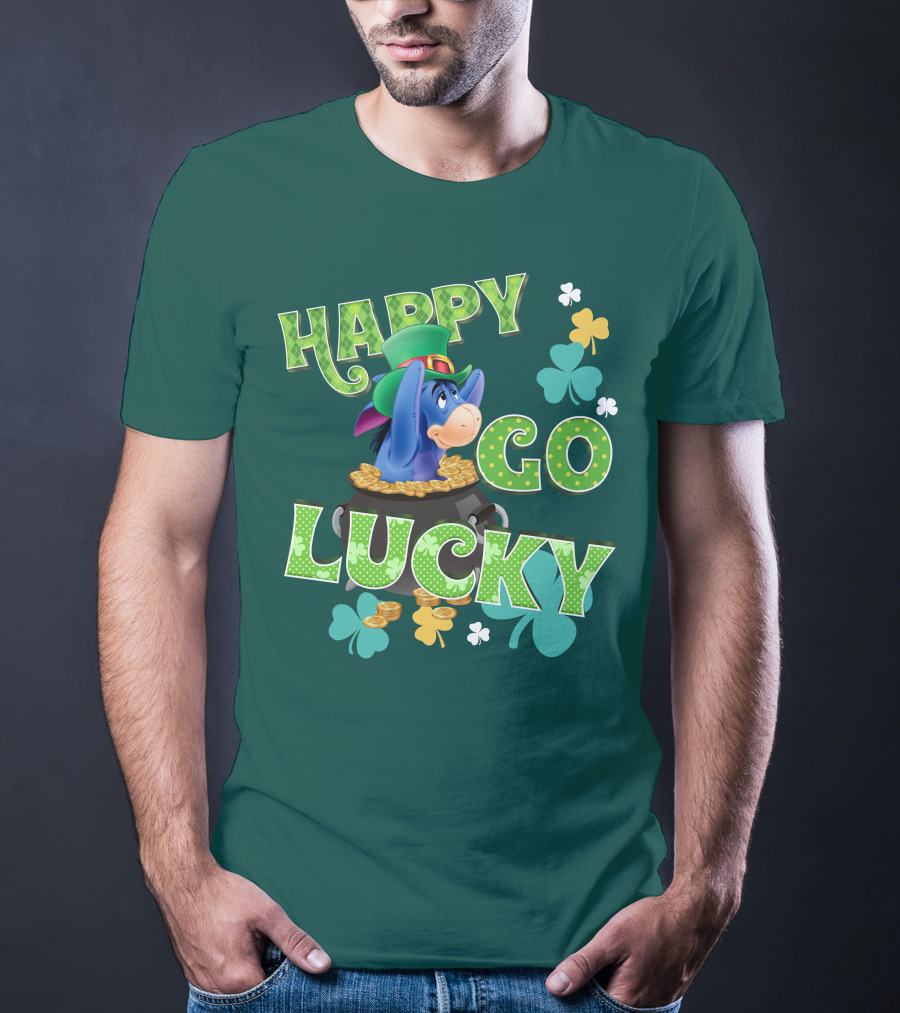 Eeyore Happy Go Lucky St. Patrick's Day Pot Of Gold T-Shirt