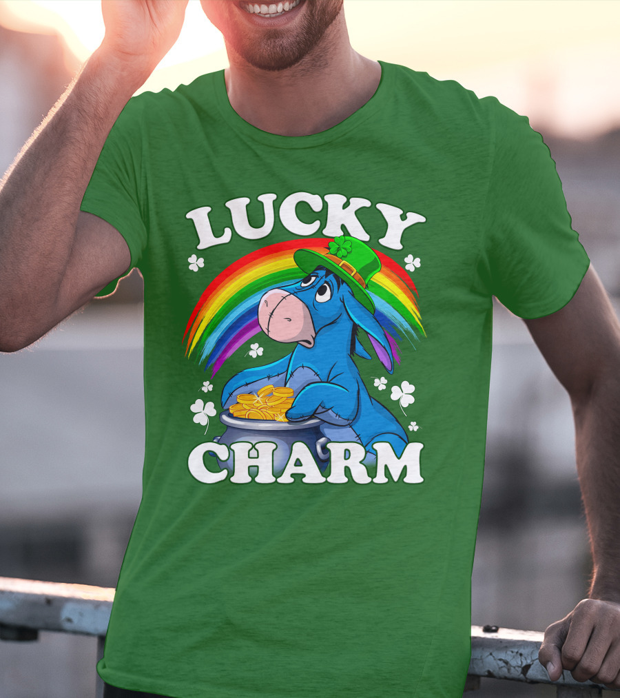 Lucky Charm Eeyore Rainbow St. Patrick's Day T-Shirt