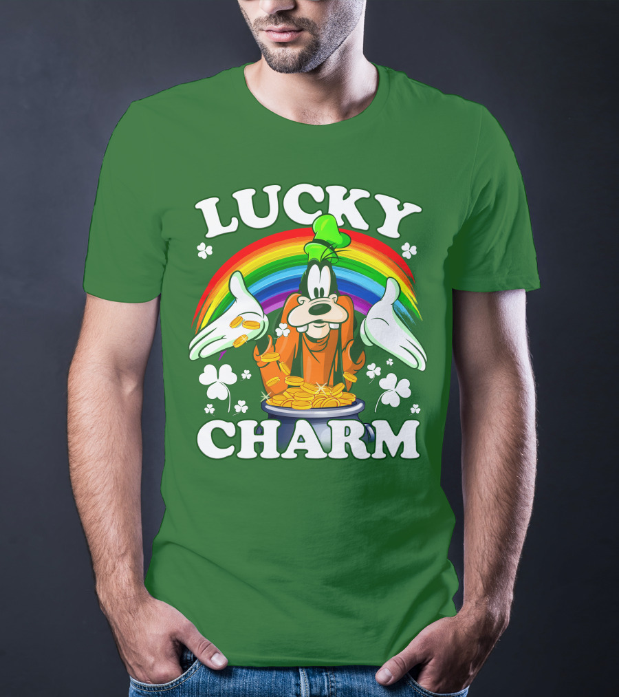 Lucky Charm Goofy Rainbow Gold Coins Shamrocks T-Shirt