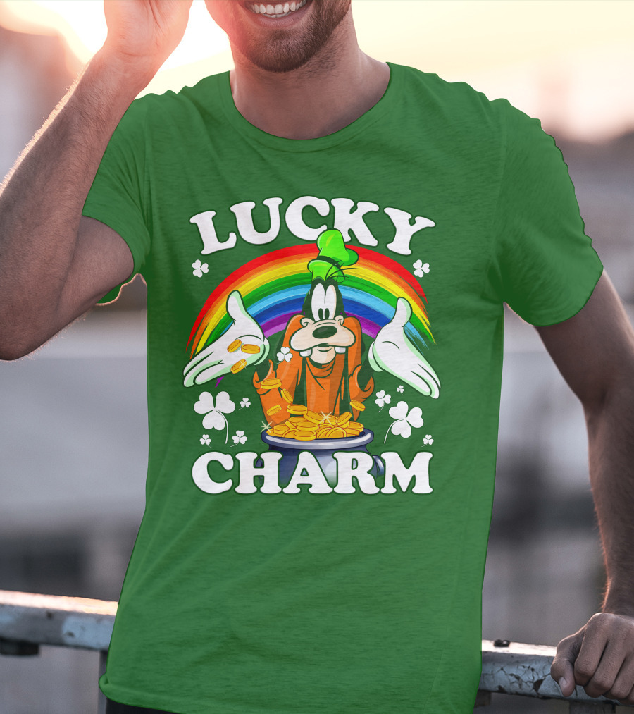 Lucky Charm Goofy Rainbow Gold Coins Shamrocks T-Shirt