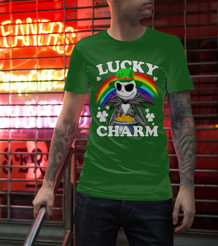 Lucky Charm Jack Skellington Rainbow Shamrock T-Shirt