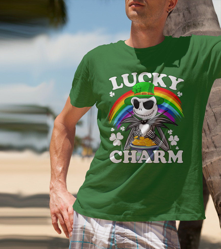 Lucky Charm Jack Skellington Rainbow Shamrock T-Shirt