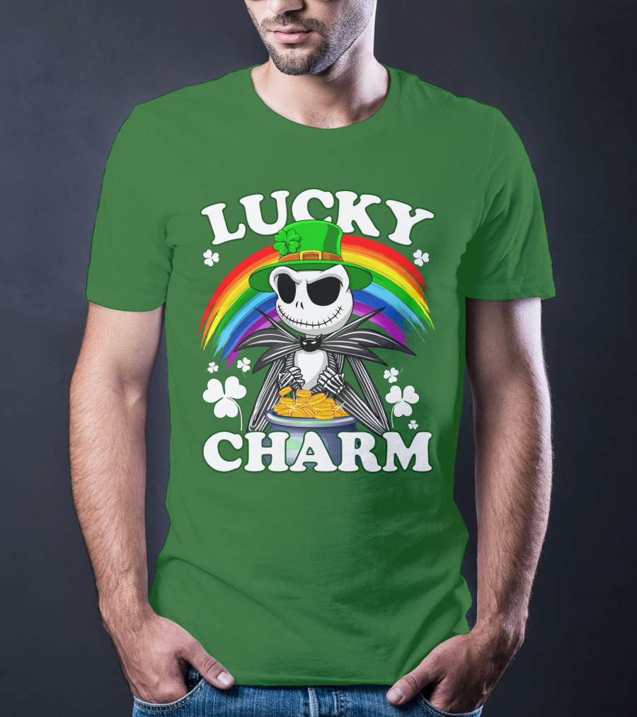 Lucky Charm Jack Skellington Rainbow Shamrock T-Shirt