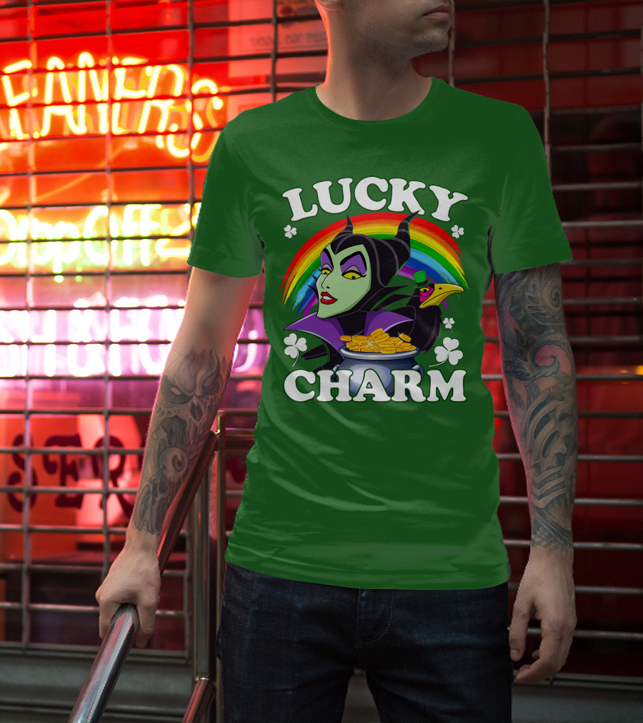 Lucky Charm Maleficent Rainbow Pot Of Gold T-Shirt