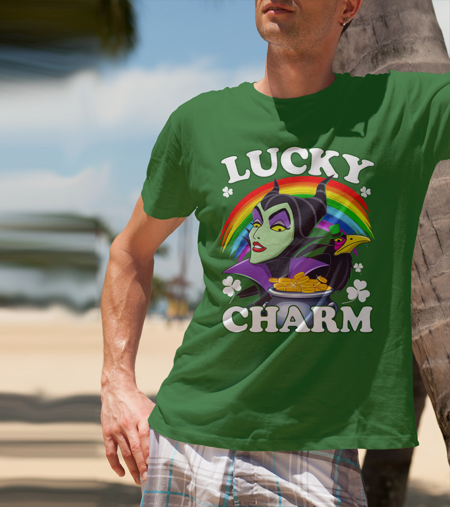 Lucky Charm Maleficent Rainbow Pot Of Gold T-Shirt