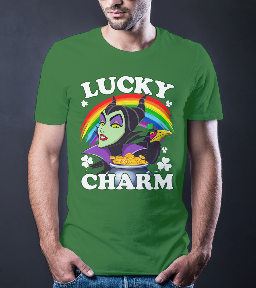 Lucky Charm Maleficent Rainbow Pot Of Gold T-Shirt