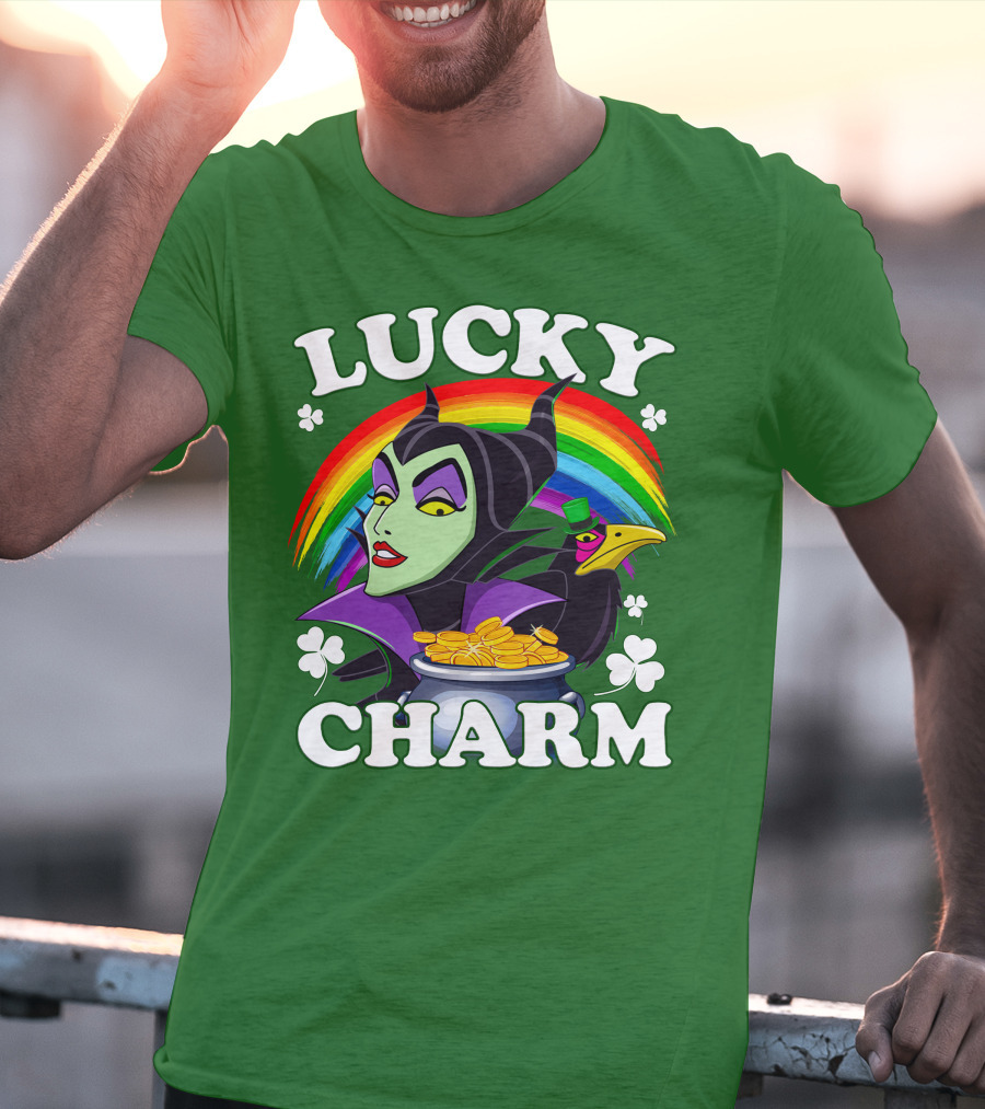 Lucky Charm Maleficent Rainbow Pot Of Gold T-Shirt