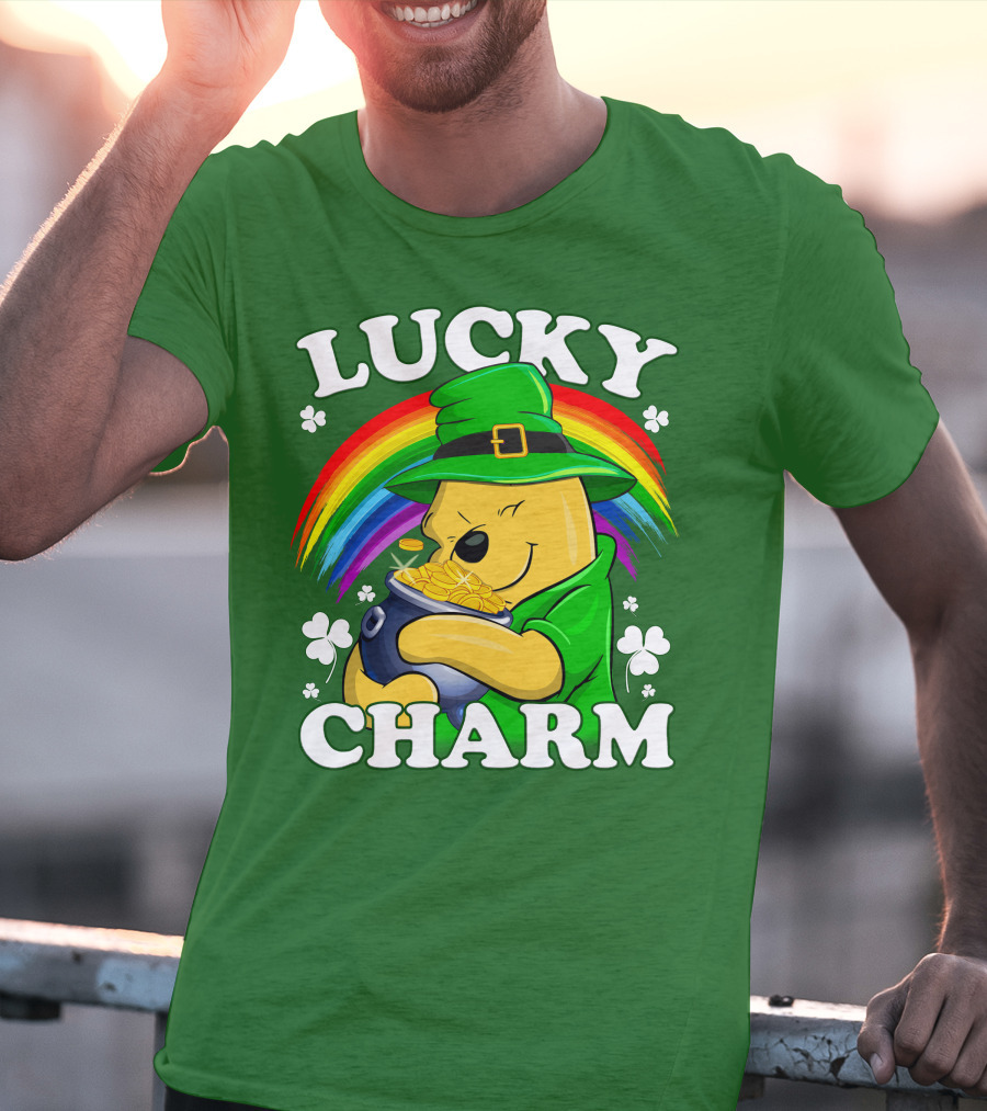 Lucky Charm Pooh Rainbow Pot Of Gold T-Shirt