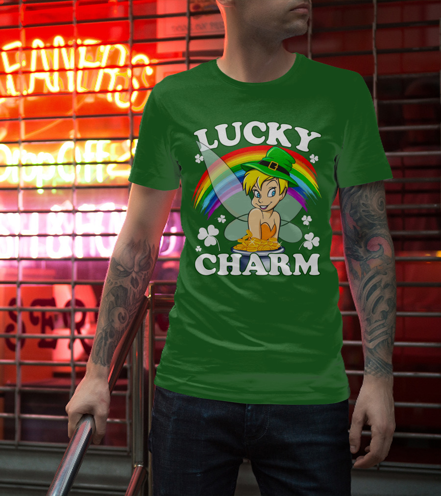 Lucky Charm Tinker Bell Rainbow Gold Coins Shamrocks T-Shirt