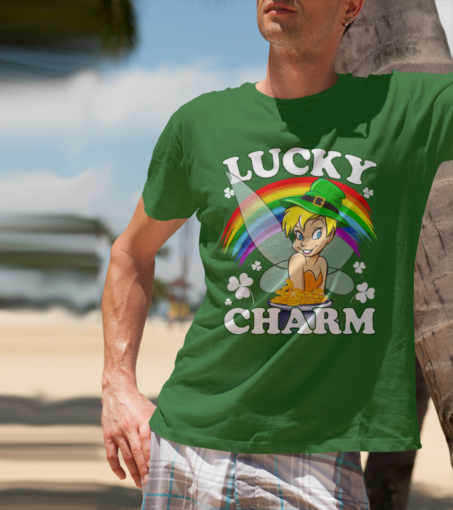 Lucky Charm Tinker Bell Rainbow Gold Coins Shamrocks T-Shirt
