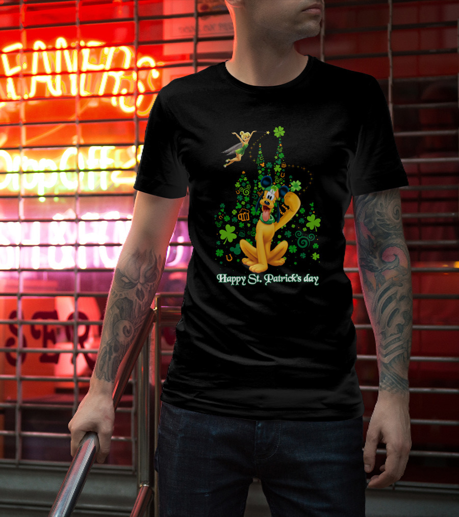 Happy St. Patrick's Day Pluto And Tinker Bell Disney Celebration T-Shirt
