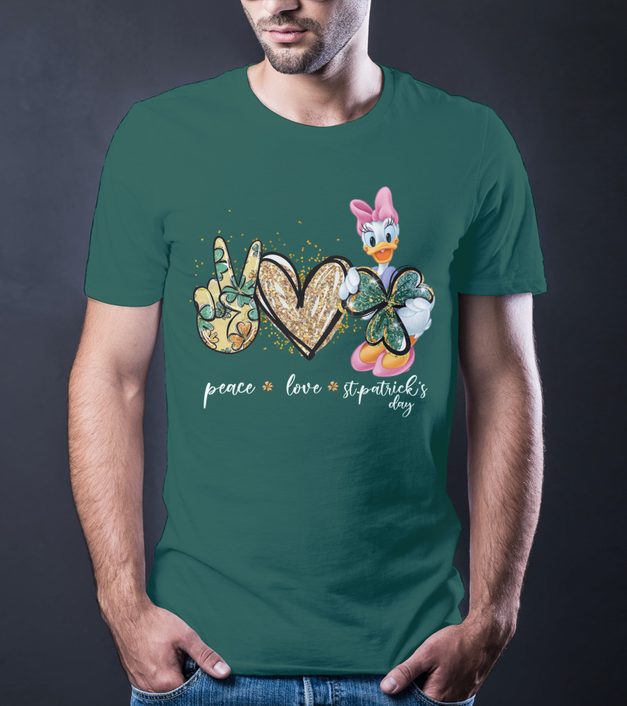 Peace Love St. Patrick's Day Daisy Duck Shamrock T-Shirt