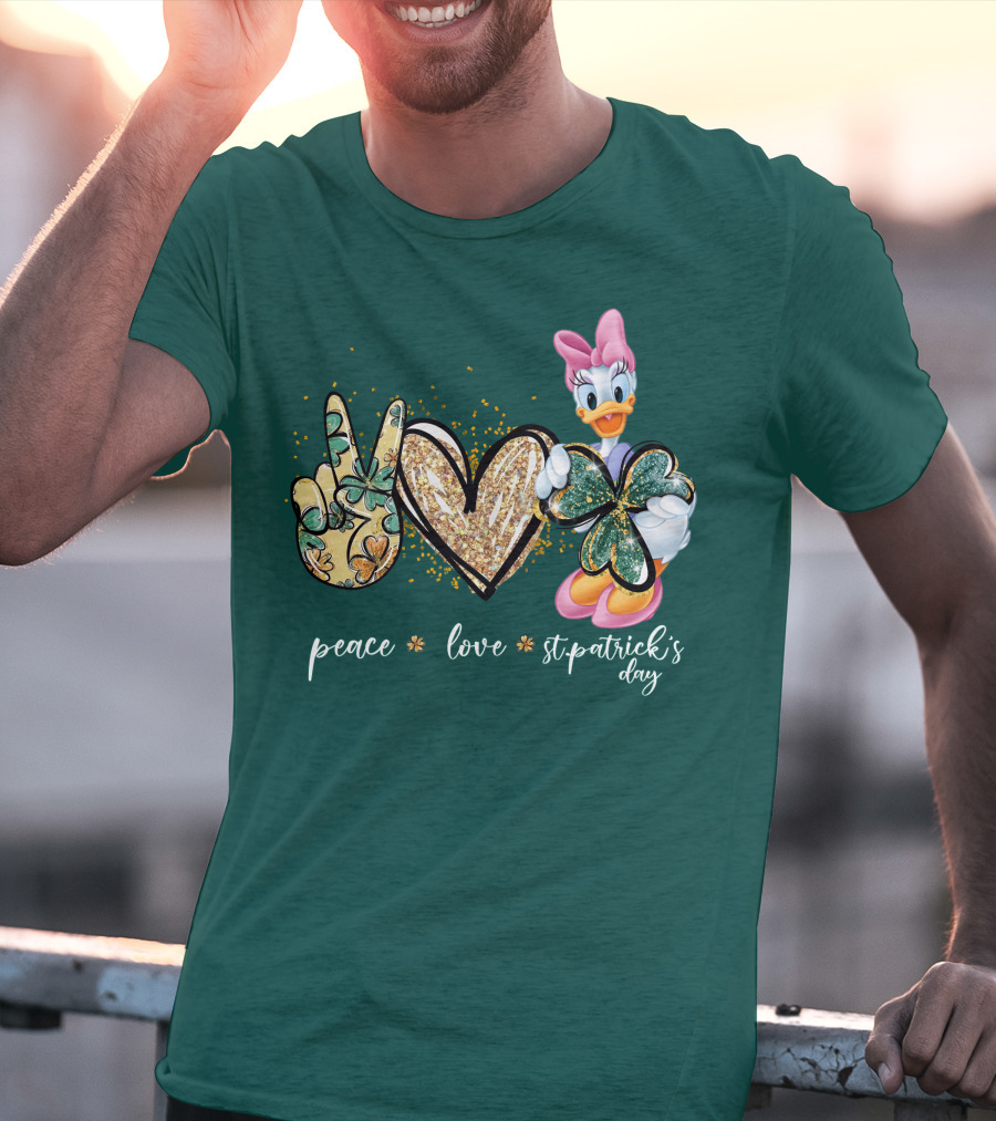 Peace Love St. Patrick's Day Daisy Duck Shamrock T-Shirt
