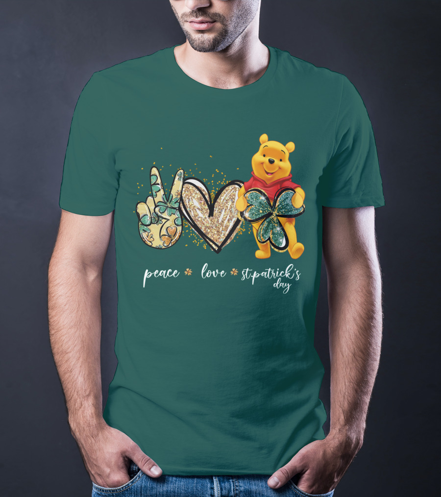 Peace Love St. Patrick's Day Pooh T-Shirt