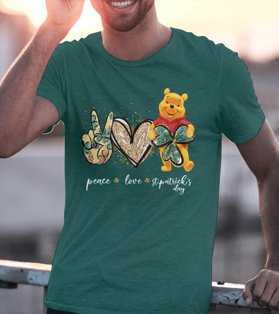 Peace Love St. Patrick's Day Pooh T-Shirt