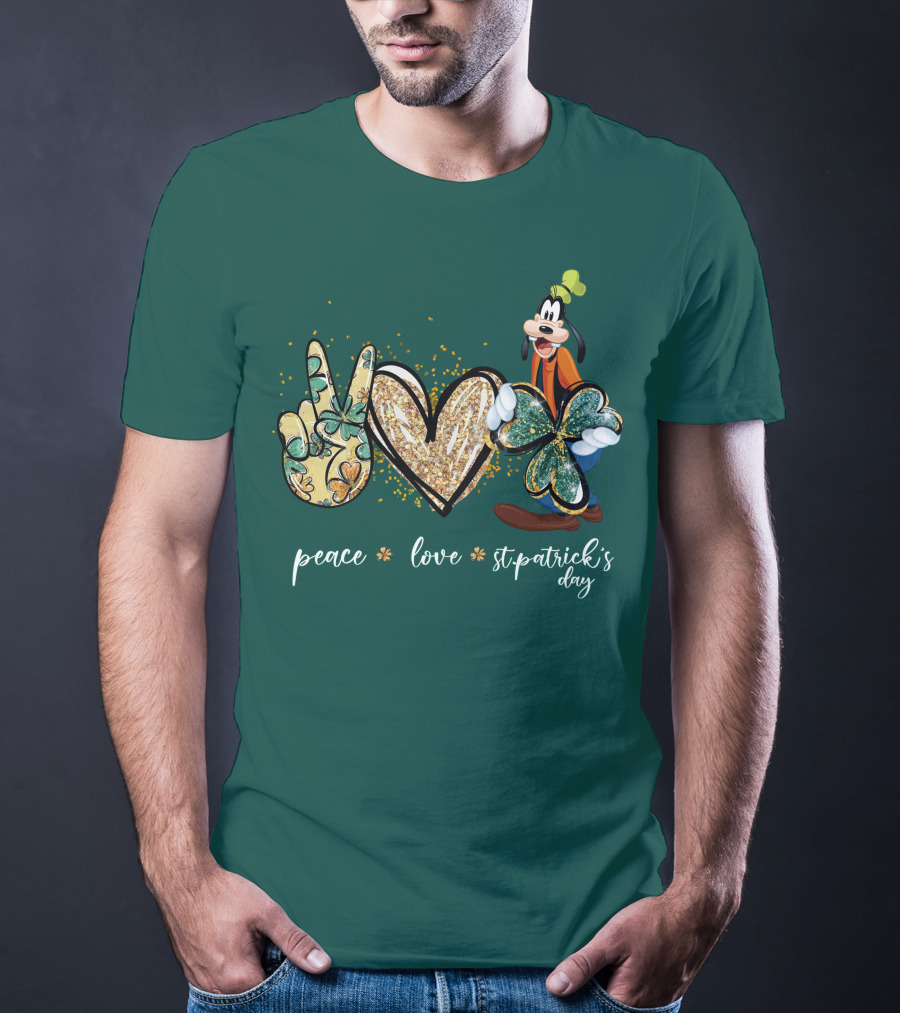 Goofy Peace Love St. Patrick's Day T-Shirt