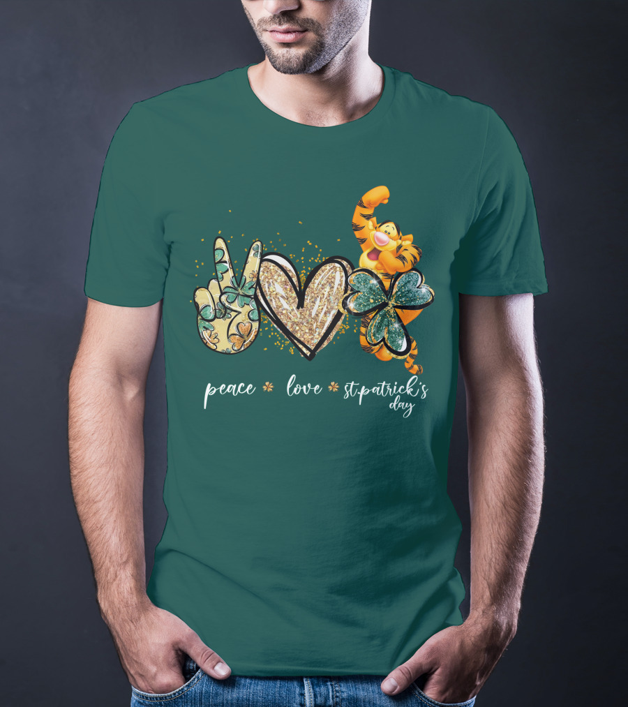 Tigger Peace Love St. Patrick's Day T-Shirt