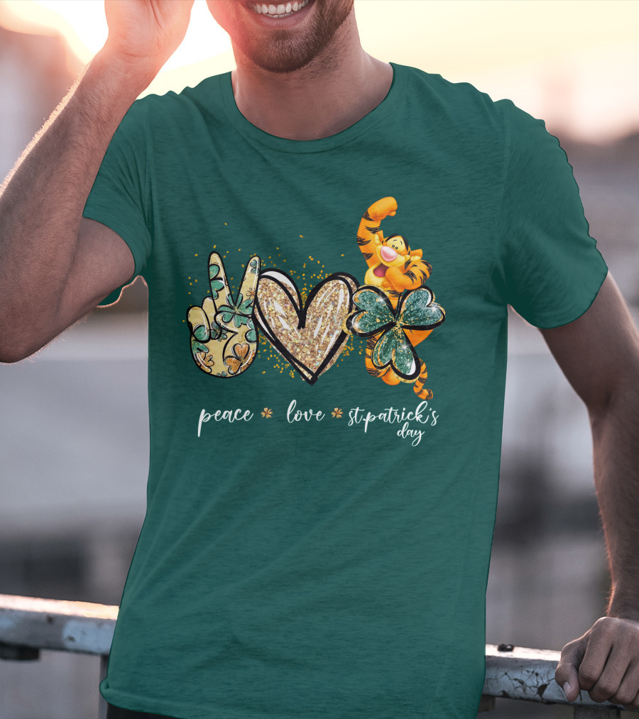 Tigger Peace Love St. Patrick's Day T-Shirt