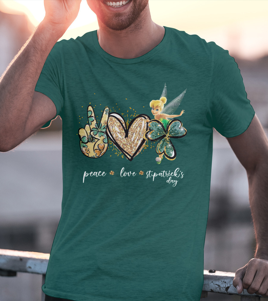 Peace Love St. Patrick's Day Tinkerbell T-Shirt