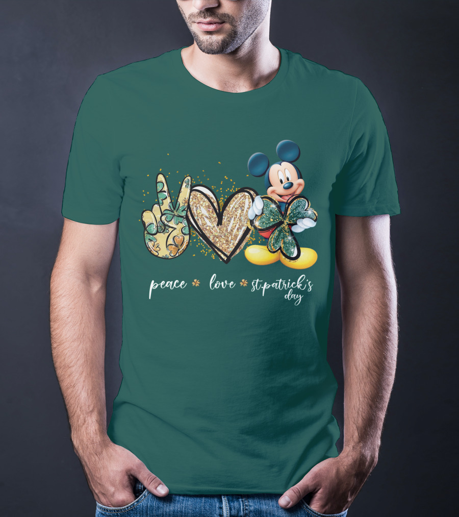 Peace Love St. Patrick's Day Mickey T-Shirt