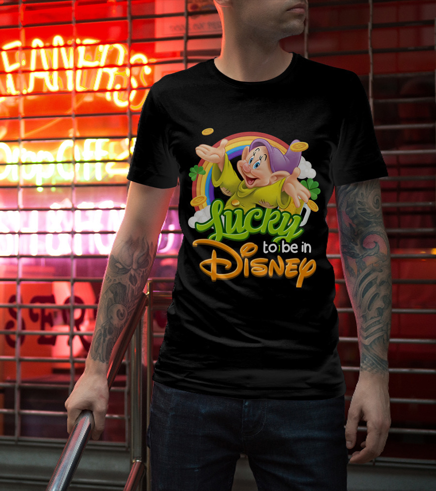 Lucky To Be In Disney Dopey Rainbow T-Shirt