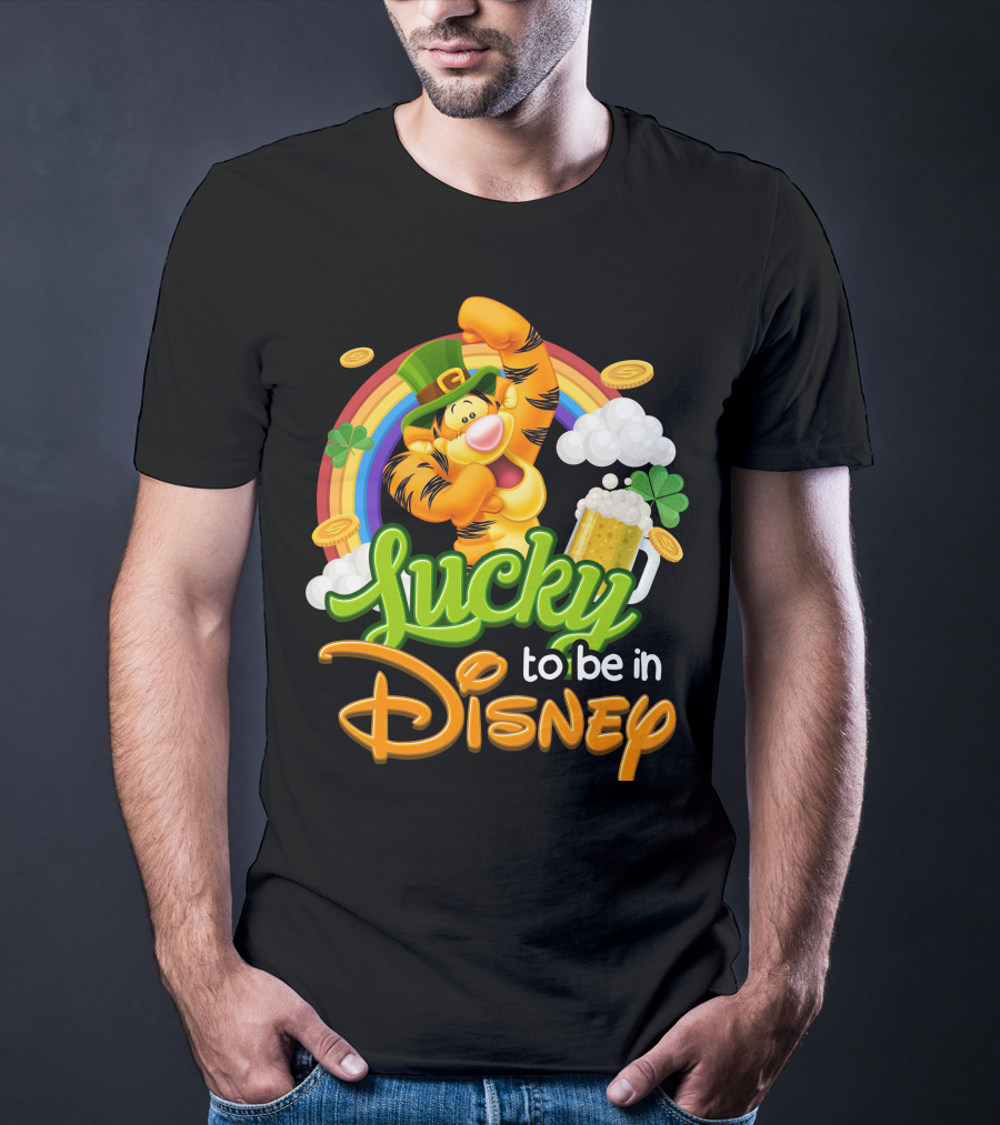 Lucky To Be In Disney Tigger Rainbow Clover St. Patrick's Celebration T-Shirt