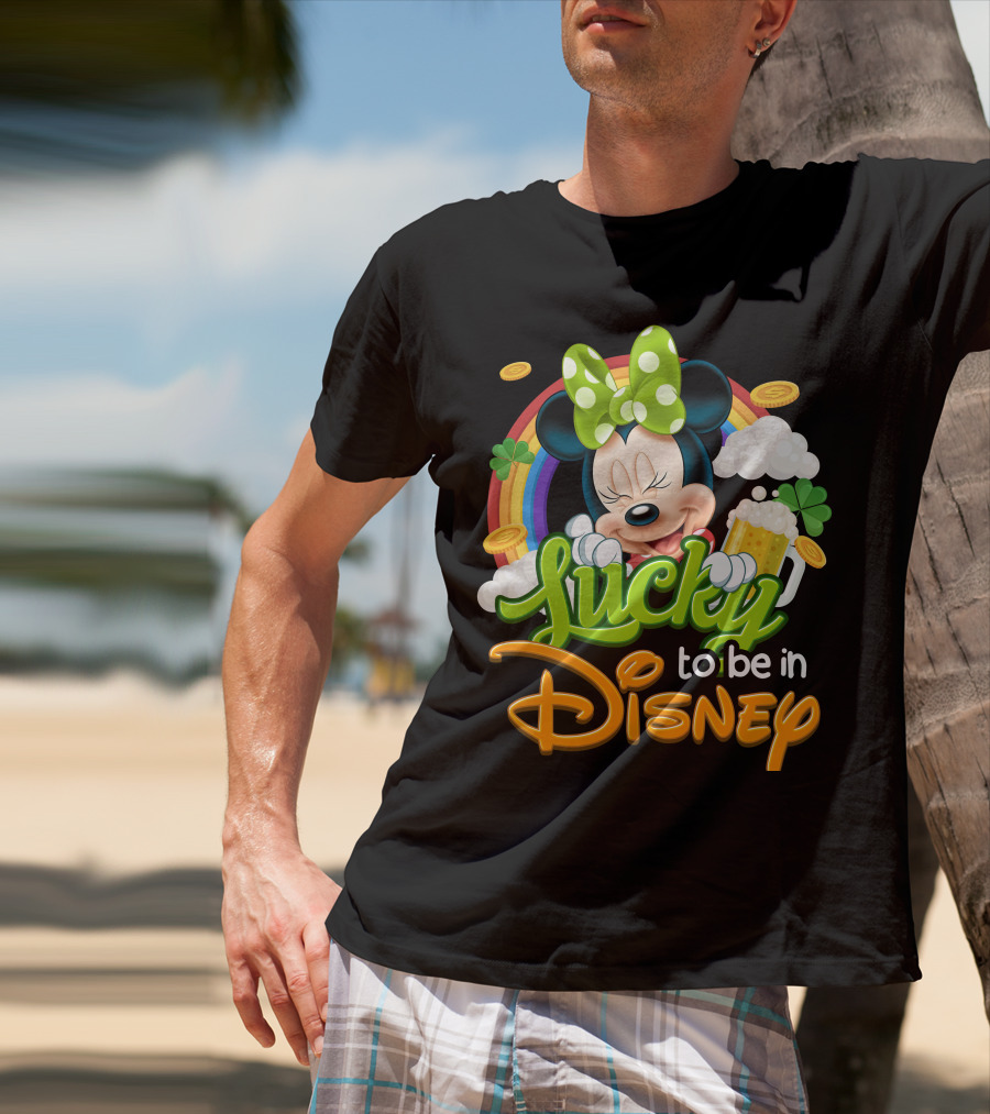 Lucky To Be In Disney Minnie Rainbow Coins T-Shirt
