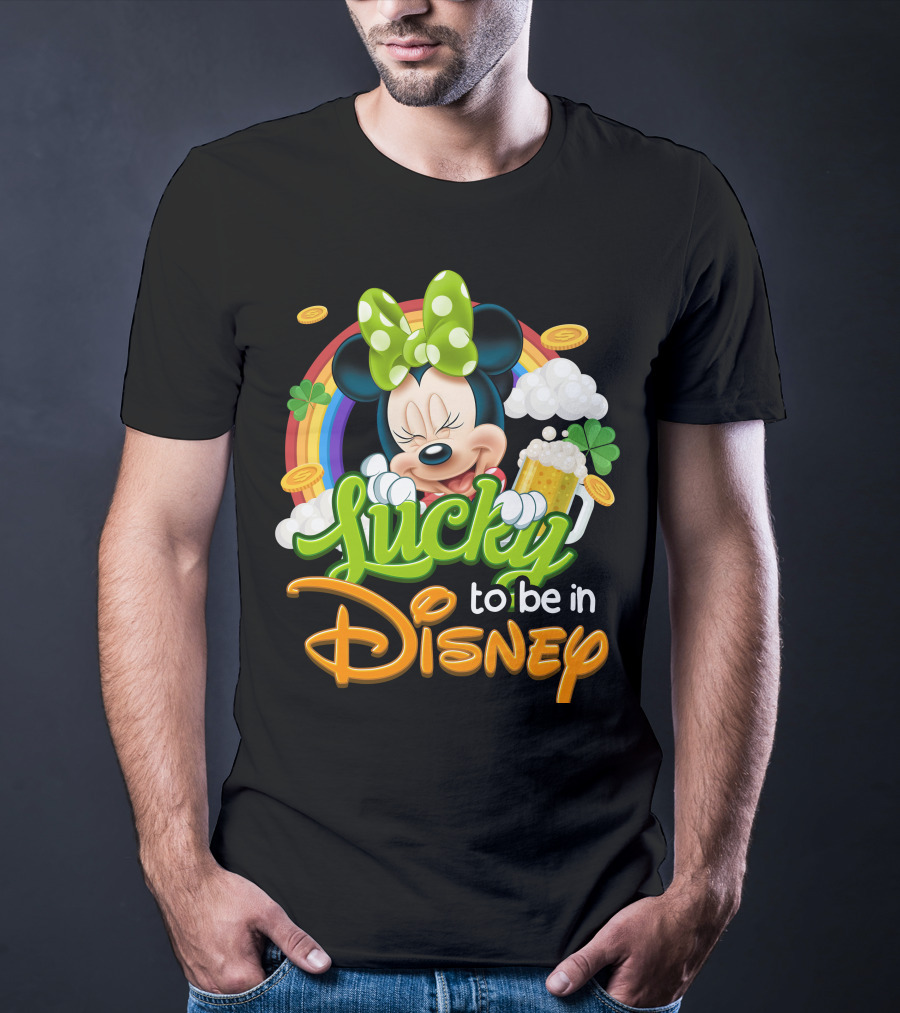 Lucky To Be In Disney Minnie Rainbow Coins T-Shirt
