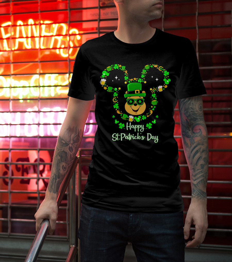 Happy St. Patrick's Day Pooh Mouse Ears T-Shirt
