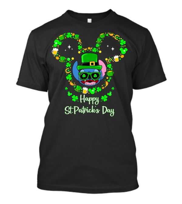 Stitch Happy St. Patrick's Day Mickey Ears Clover Hat Beer T-Shirt