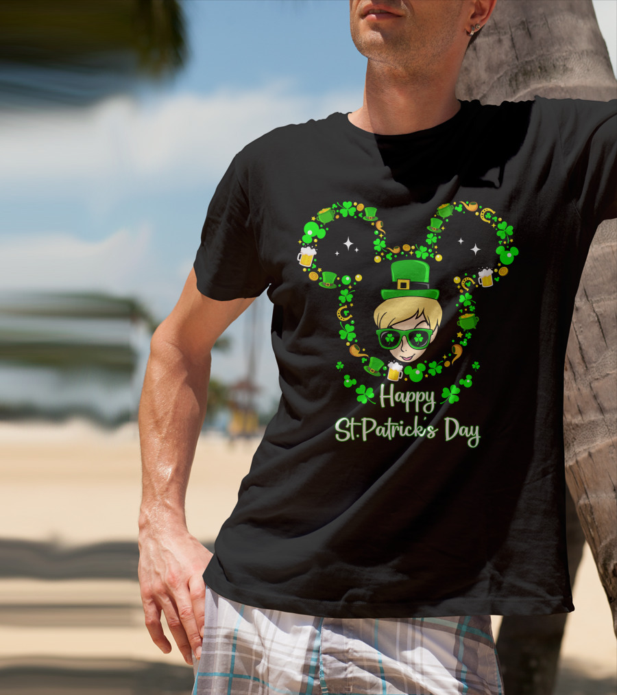 Happy St. Patrick's Day Tinkerbell In Green Hat With Shamrocks And Beers T-Shirt