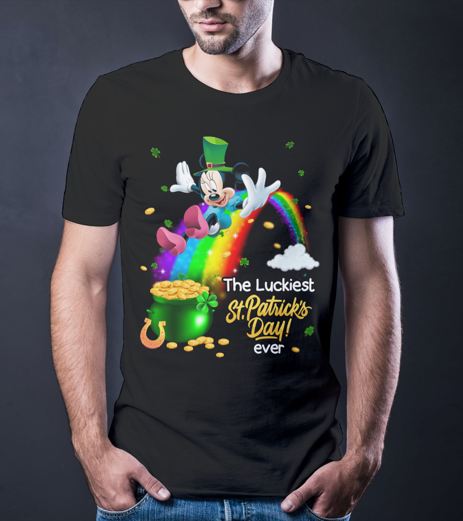Minnie The Luckiest St. Patrick's Day Ever Rainbow Pot Of Gold T-Shirt