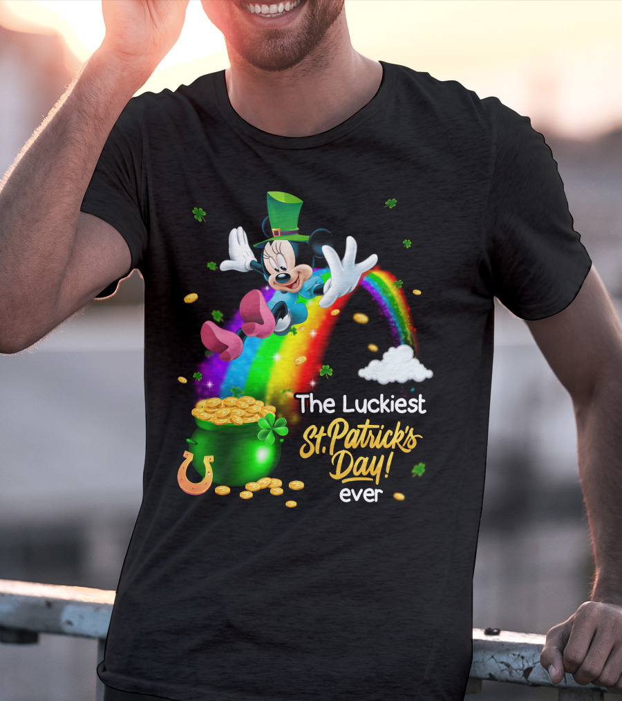 Minnie The Luckiest St. Patrick's Day Ever Rainbow Pot Of Gold T-Shirt