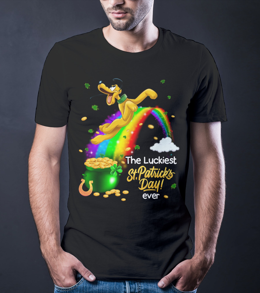 The Luckiest St. Patrick's Day Ever Pluto Rainbow Pot Of Gold T-Shirt