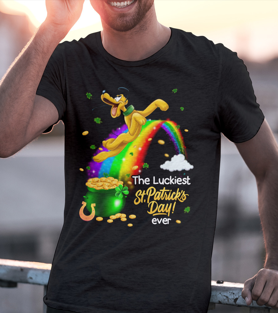 The Luckiest St. Patrick's Day Ever Pluto Rainbow Pot Of Gold T-Shirt