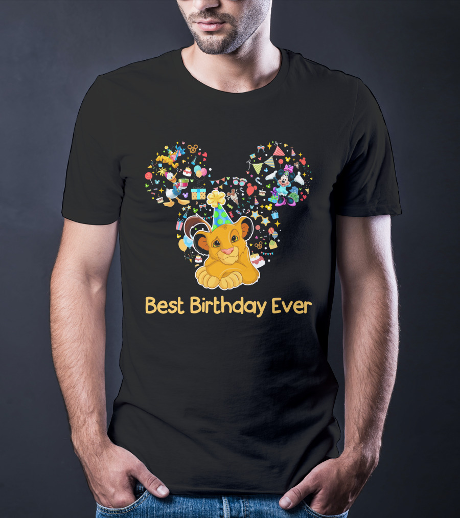 Simba Best Birthday Ever Disney Mickey Mouse Ears Party Hat T-Shirt