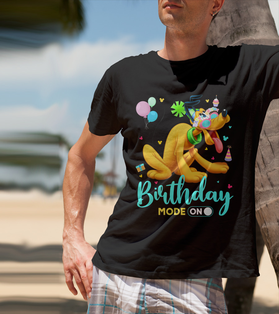 Birthday Mode On Pluto Party Celebration Balloons And Confetti T-Shirt
