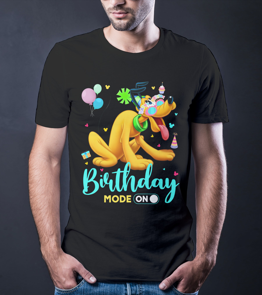 Birthday Mode On Pluto Party Celebration Balloons And Confetti T-Shirt