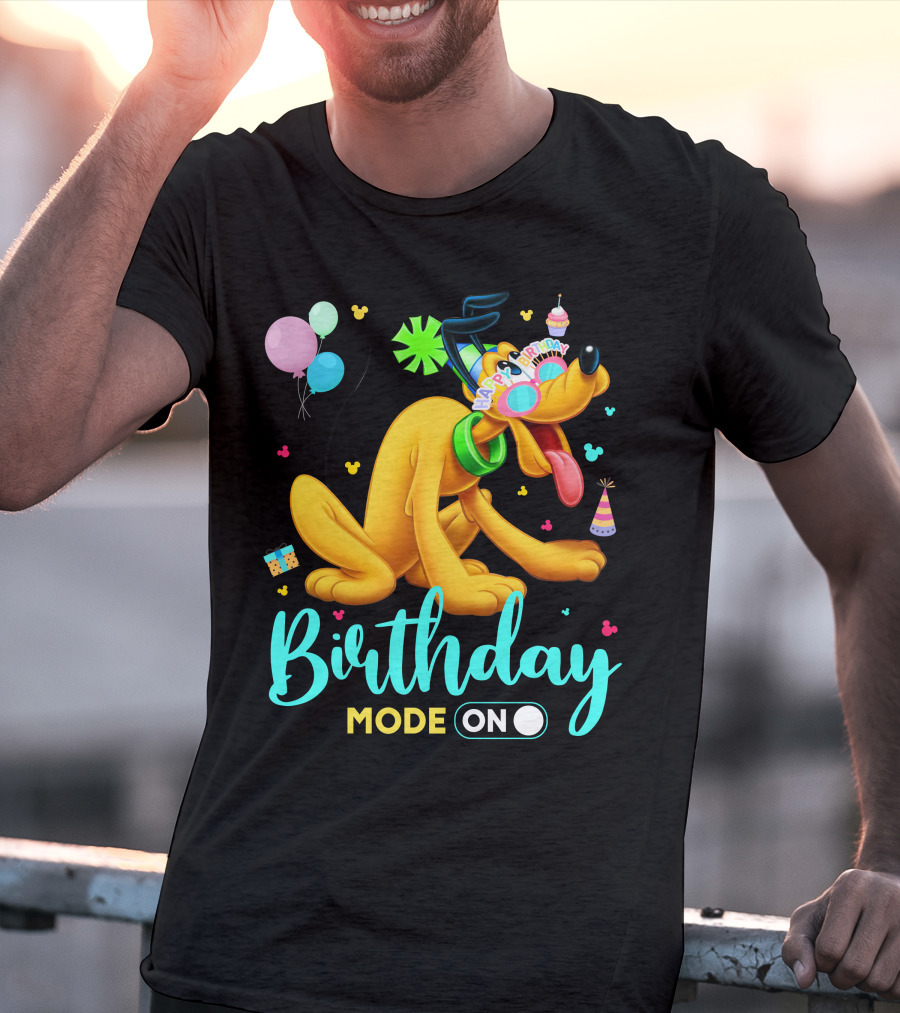 Birthday Mode On Pluto Party Celebration Balloons And Confetti T-Shirt