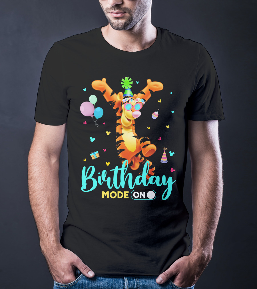 Tigger Birthday Mode On Party Celebration Balloons Cupcake Hat T-Shirt