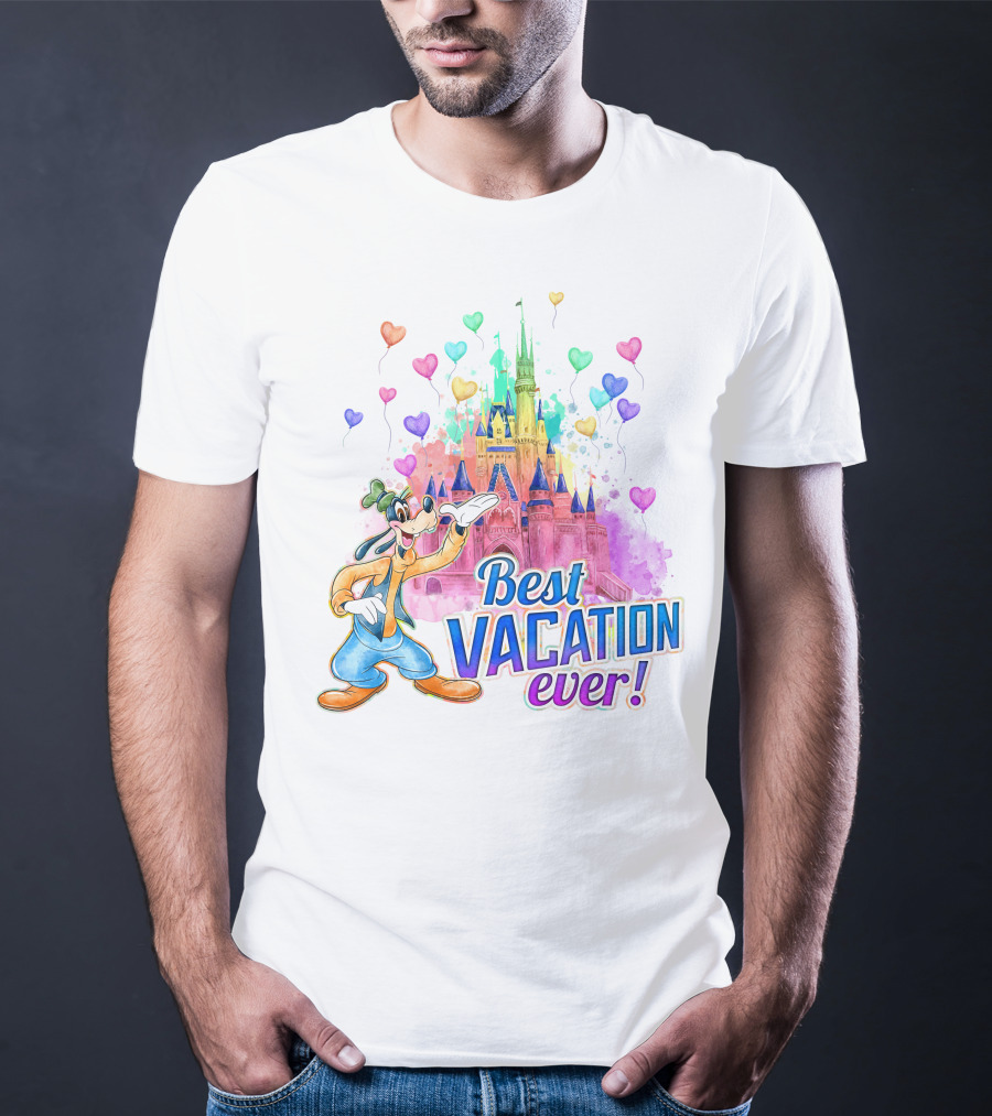 Best Vacation Ever Goofy Disney Castle Balloons T-Shirt