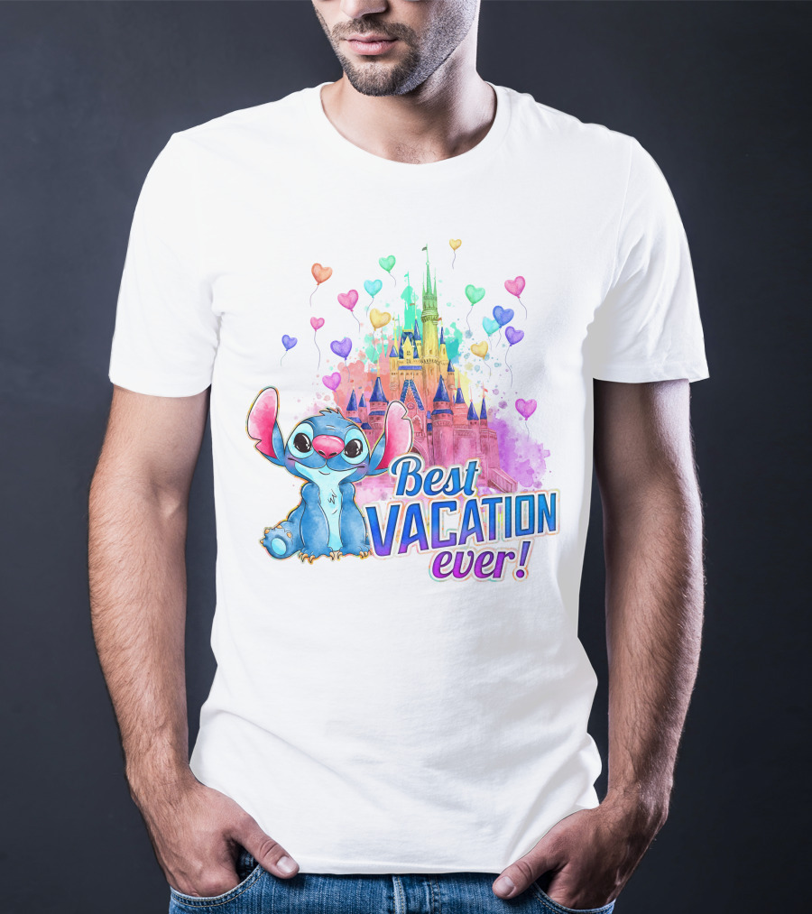 Best Vacation Ever Stitch Castle Balloons T-Shirt